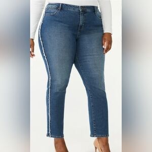 Sofia by Sofia Vergara Fringe Side Adorra Girlfriend Jeans 18W (5775)